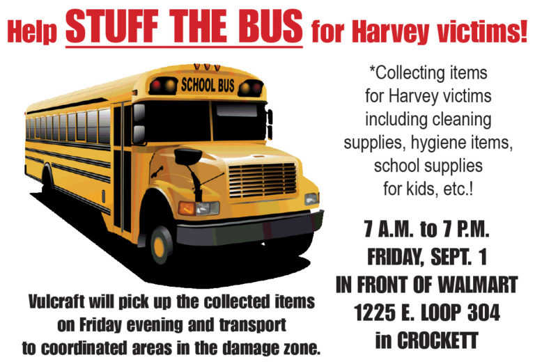“Stuff the Bus” for Harvey Victims in Crockett set Friday