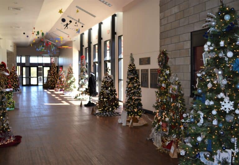 Christmas Trees on Display at Crockett Civic Center
