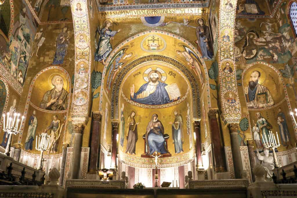 Pictured is the Palazzo dei Normanni, also known as the Royal Palace of Palermo. This photo is of the Palatine Chapel inside of the palace. 